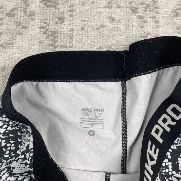 Nike Pro Women Leggings Capri Pants Athletic Snakeskin Print Workout Gray Medium - Picture 3 of 5